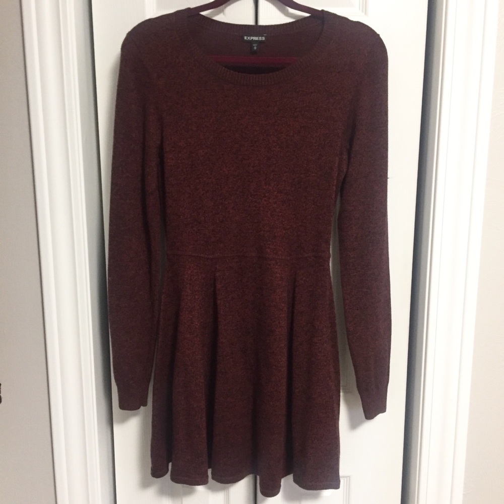 Express fit and flare burnt orange sweater dress